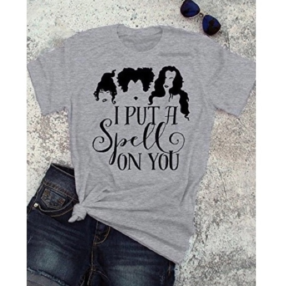 Halloween Hocus Pocus Gray Tee T-Shirt Graphic